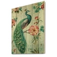 thumbnail image 1 of Designart 'Peacock On Flowers Branch' Floral and botanical Print on Natural Pine Wood, 1 of 3