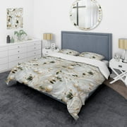 Designart "Pearlescent Opulence In White II" Floral Bedding Covert Set - Cottage Bed Set With 1 Sham