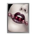thumbnail image 1 of Designart 'Pearls Through Mouth With Heart Shape Lips' Modern Framed Art Print, 1 of 4