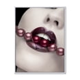 thumbnail image 1 of Designart 'Pearls Through Mouth With Heart Shape Lips' Modern Framed Canvas Wall Art Print, 1 of 5