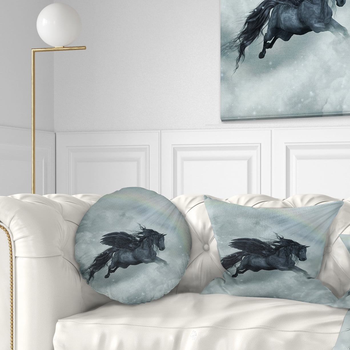 Designart Pegasus in the Heaven - Animal Painting Throw Pillow - 12x20