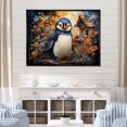 thumbnail image 1 of Designart "Penguin Playhouse Of Playfulness I" Penguin Floater Framed Wall Art Living Room, 1 of 5