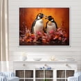 thumbnail image 1 of Designart "Penguins In A World Of Flowers" Penguin Floater Framed Canvas Art Print, 1 of 5