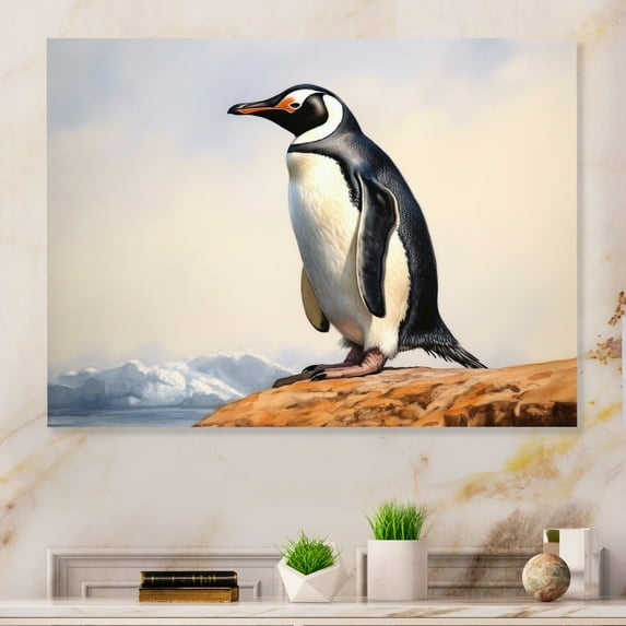 Designart "Penguins with Grace II" Penguin Metal Art Living Room