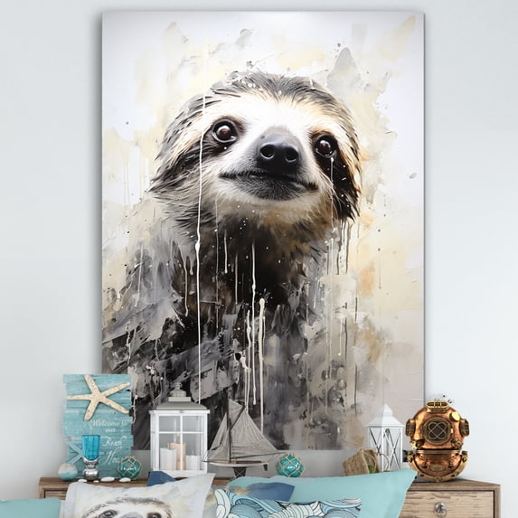 Designart "Pensive Tree Dweller II" Sloth Wall Art Living Room