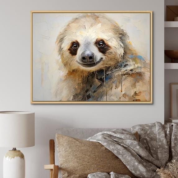 Designart "Pensive Tree Dweller" Sloth Floater Framed Canvas Art Print