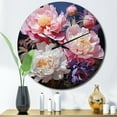 thumbnail image 1 of Designart "Peonies In Asian Painting II" Asian Oversized Wall Clock, 1 of 5