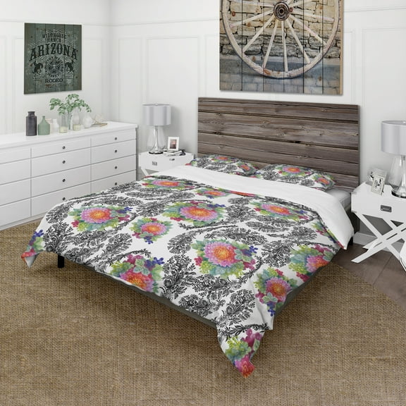 Designart 'Peony Flower Garden' Abstract Duvet Cover Set