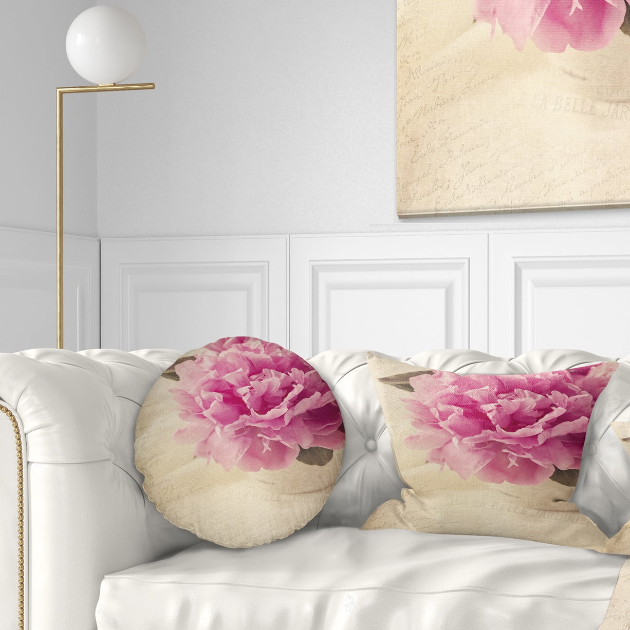 Designart Peony Flowers in Vase on Table - Floral Throw Pillow - 12x20