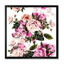 Designart 'Peony Vintage Flowers' Traditional Framed Art Print