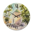 thumbnail image 1 of Designart 'People At Rustic Church In The Village' Country Wood Wall Clock, 1 of 5