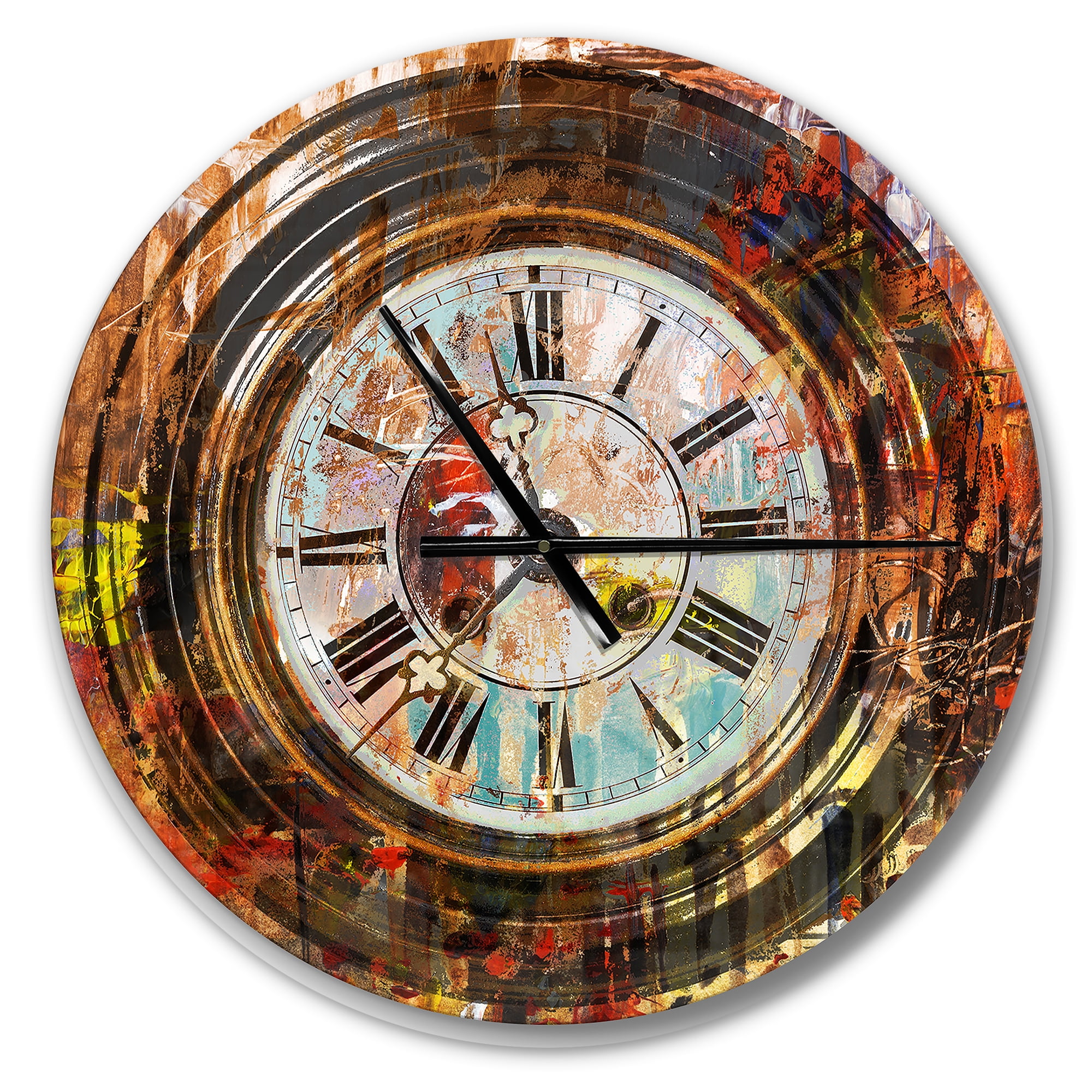 Designart 'People and Time Acrylic Painting ' Industrial wall clock