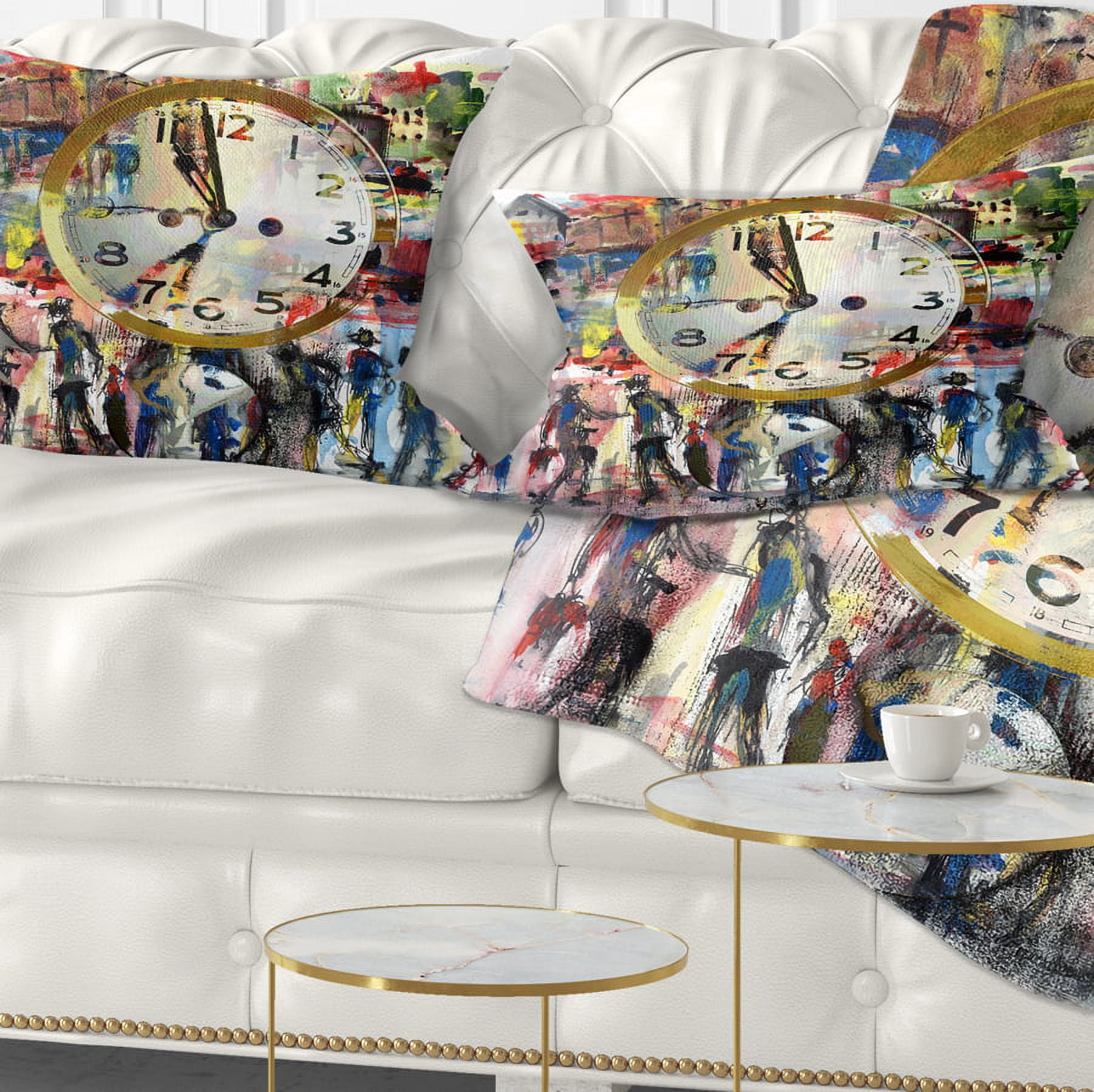 Designart People and Time Acrylic Watercolor - Abstract Throw Pillow - 12x20