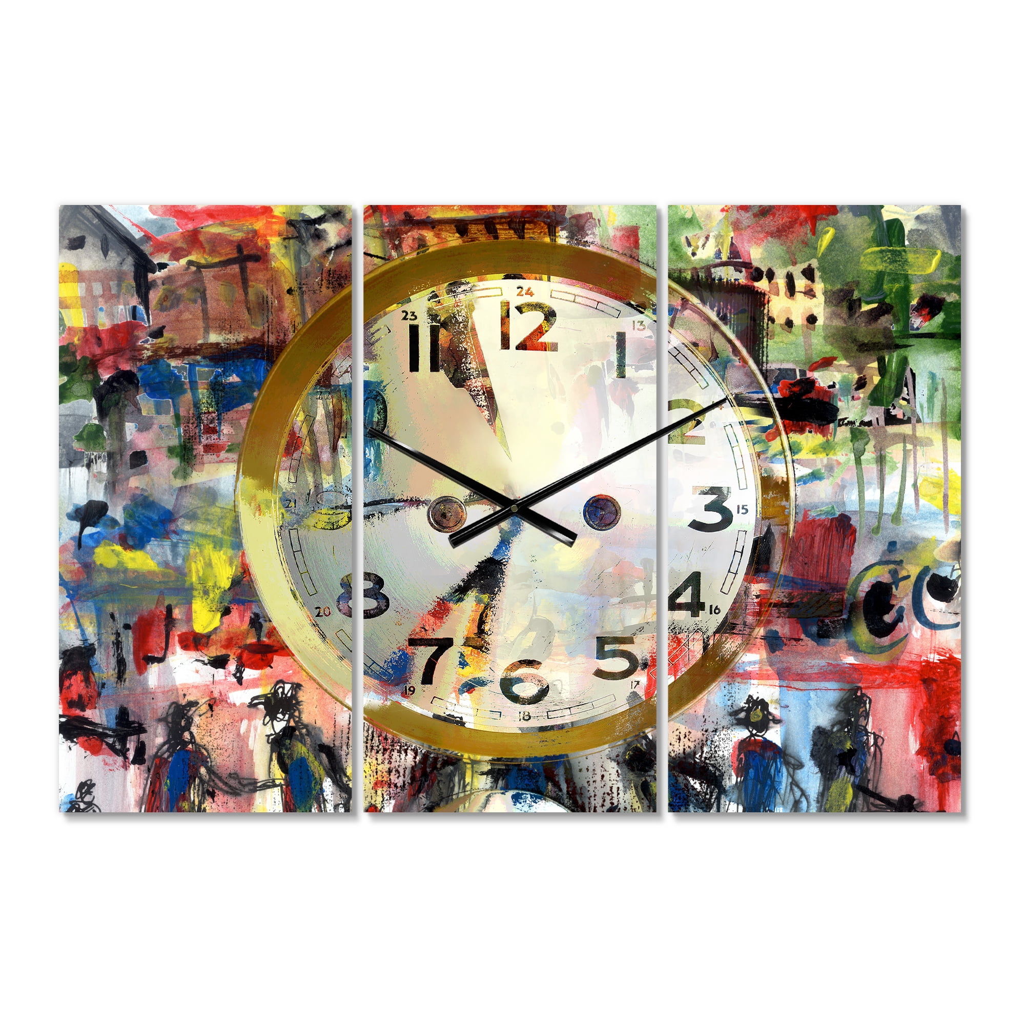 Designart 'People and Time Acrylic Watercolor' Modern wall clock