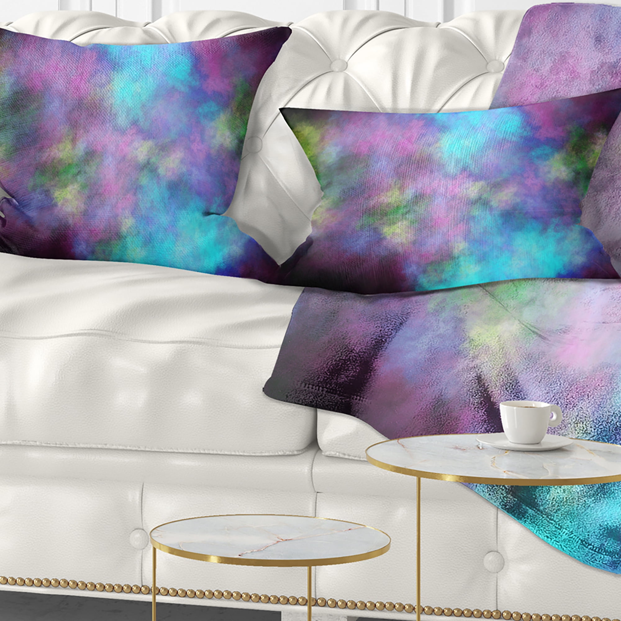 Designart Perfect Blue Purple Starry Sky - Abstract Throw Pillow - 12x20