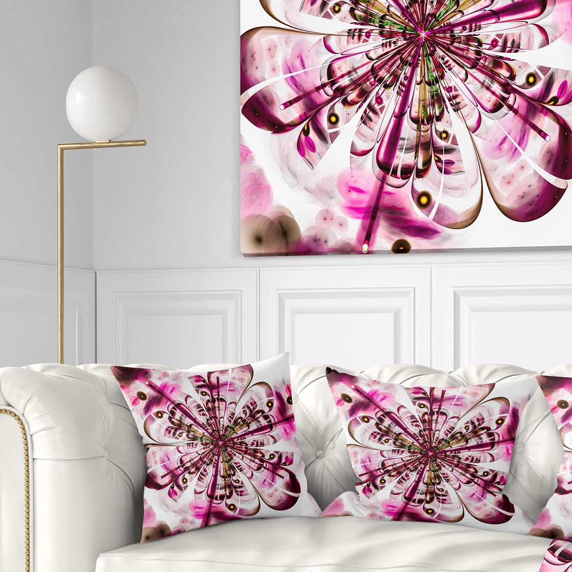 Designart Perfect Digital Flower Art in Dark Pink - Floral Throw Pillow - 18x18