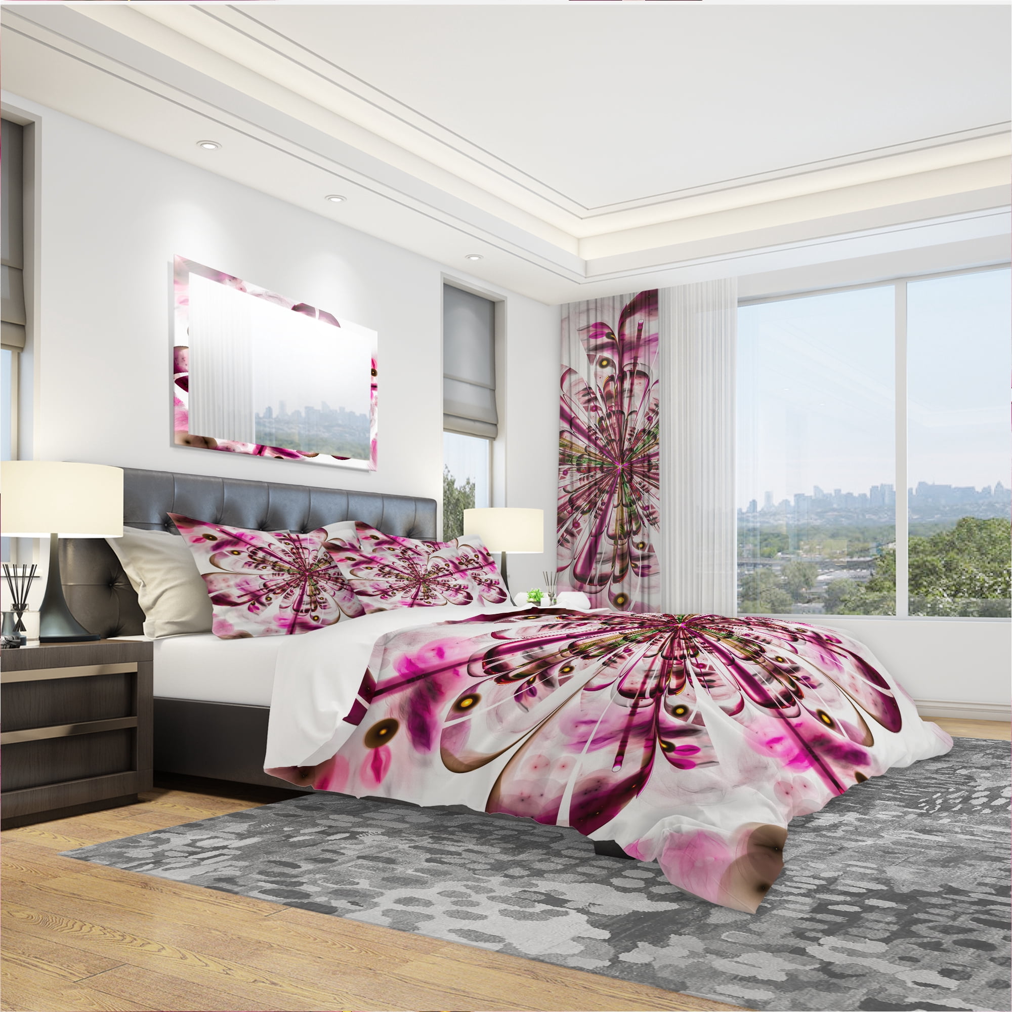 Designart 'Perfect Digital Flower Art in Dark Pink' Modern & Contemporary Duvet Cover Set