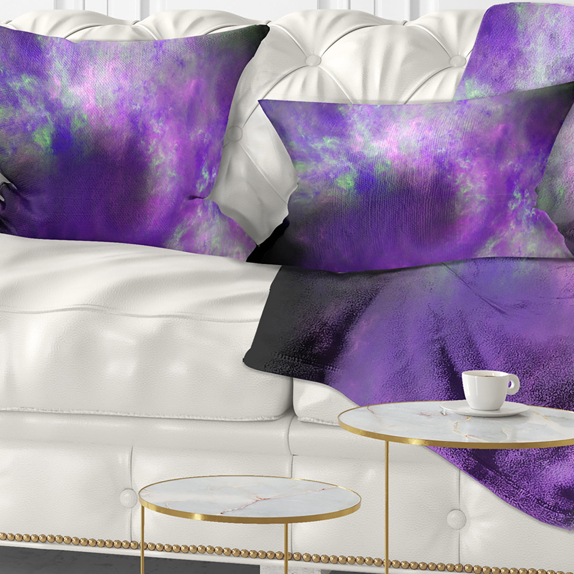 Designart Perfect Light Purple Starry Sky - Abstract Throw Pillow - 12x20