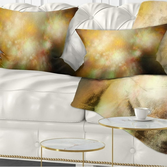 Designart Perfect Yellow Green Starry Sky - Abstract Throw Pillow - 12x20