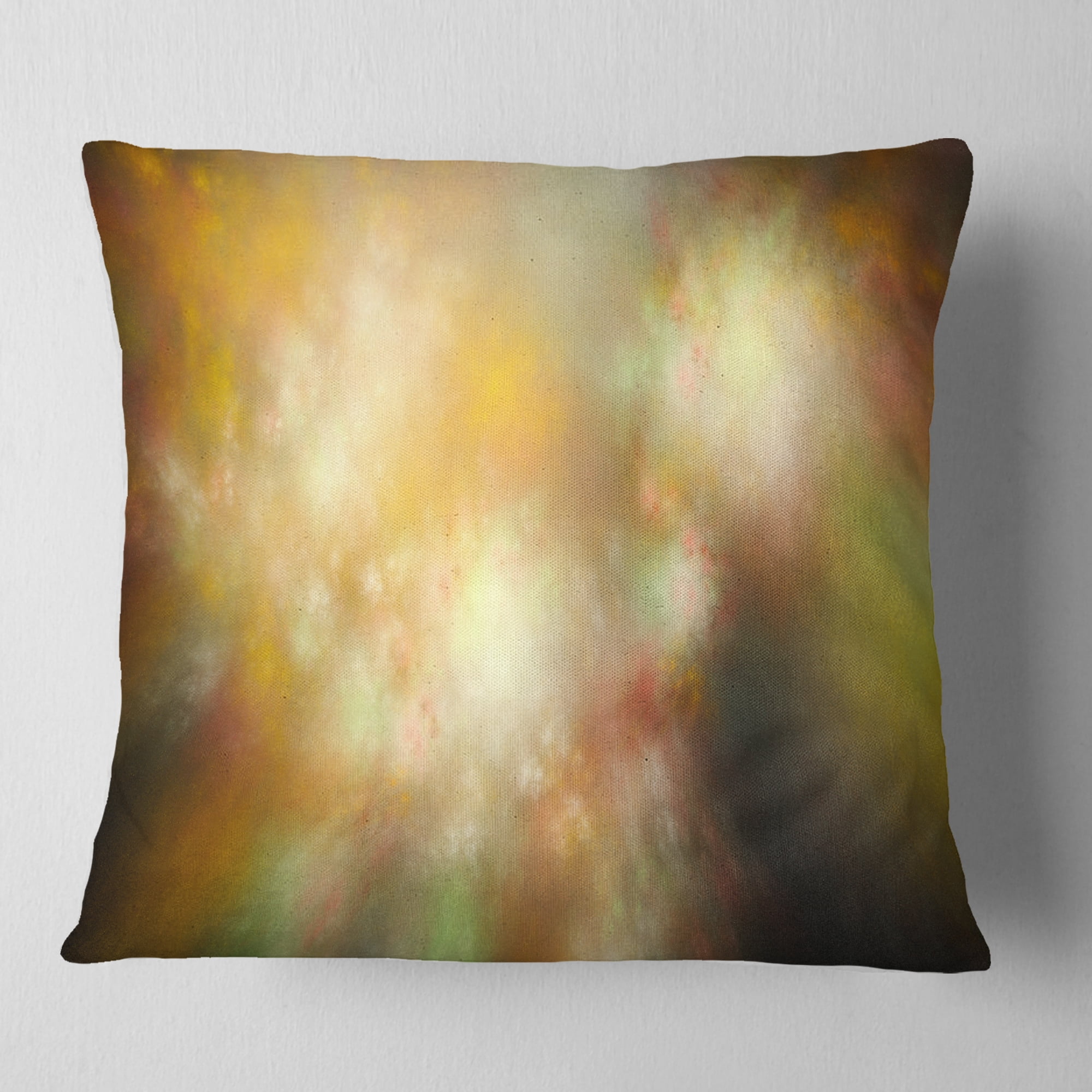 Designart Perfect Yellow Green Starry Sky - Abstract Throw Pillow - 18x18