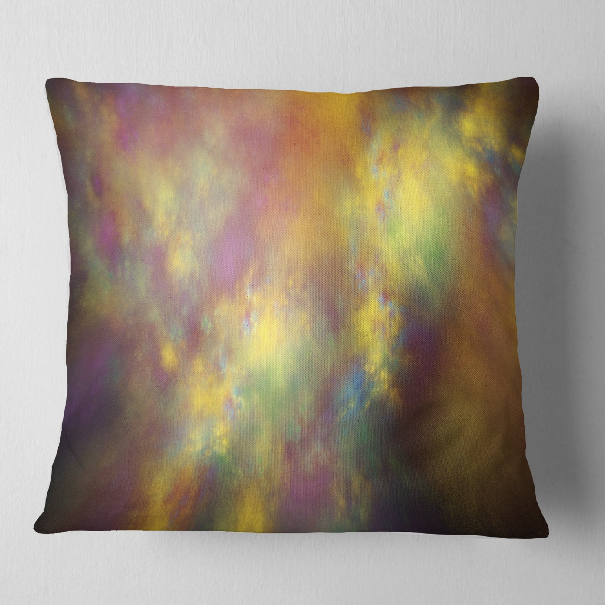 Designart Perfect Yellow Starry Sky - Abstract Throw Pillow - 18x18