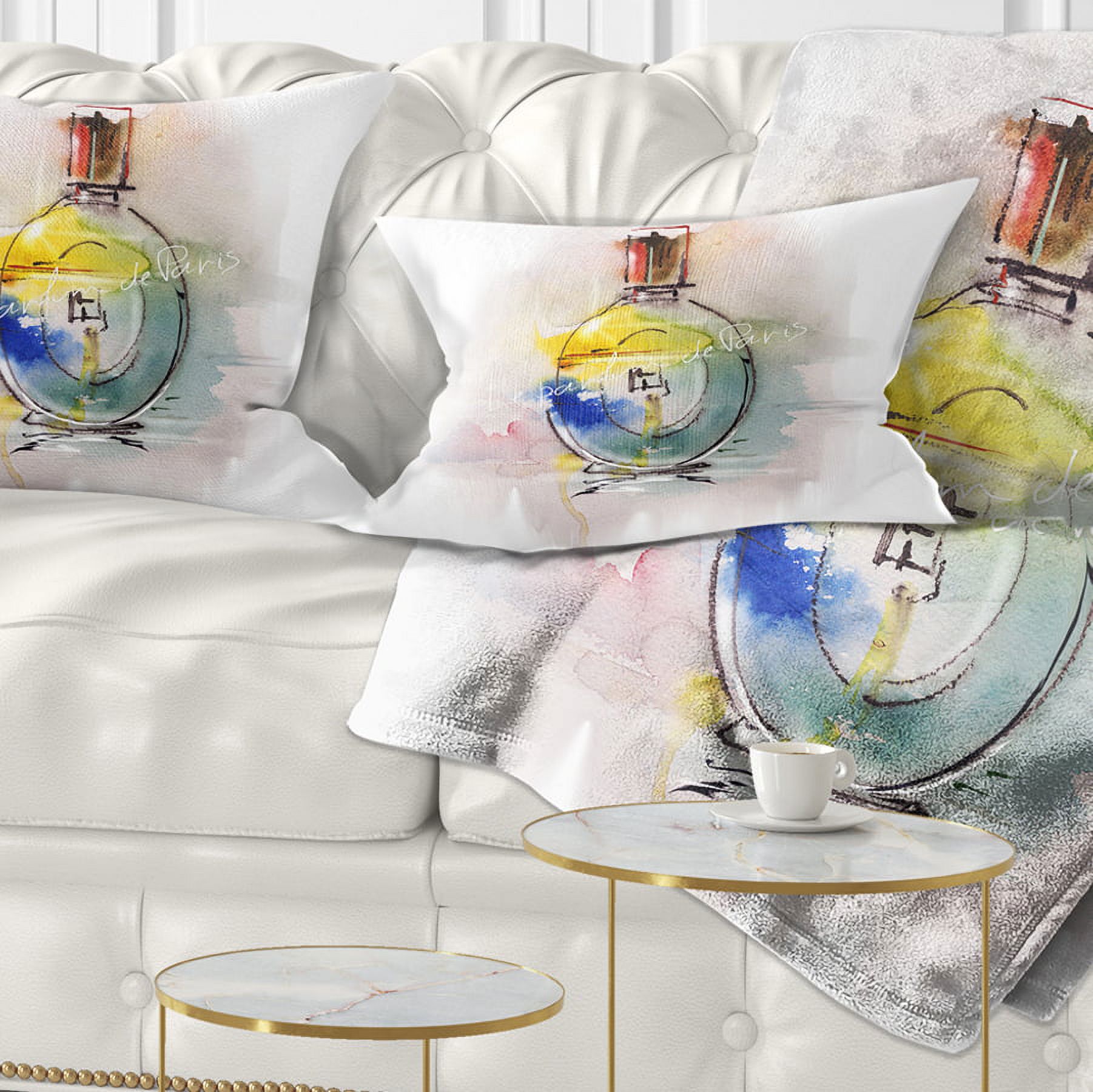 Designart Perfume Bottle - Contemporary Throw Pillow - 12x20