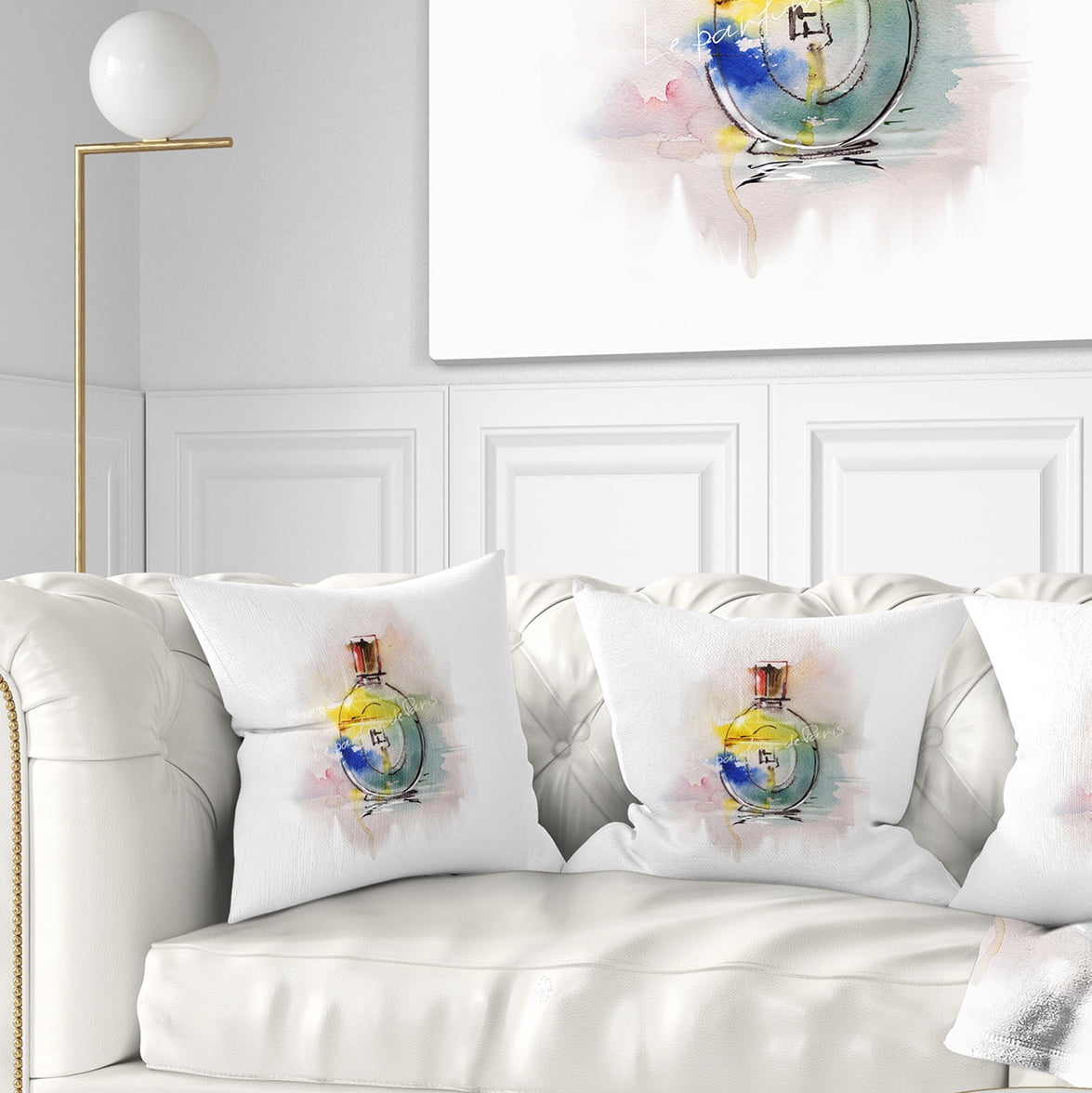 Designart Perfume Bottle - Contemporary Throw Pillow - 18x18