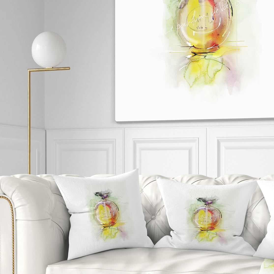 Designart Perfume Bottle Watercolor - Animal Throw Pillow - 16x16