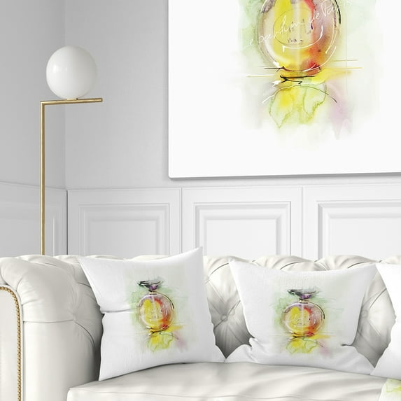 Designart Perfume Bottle Watercolor - Animal Throw Pillow - 16x16