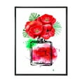 thumbnail image 1 of Designart 'Perfume Chanel Five With Red Flowers' Modern Framed Canvas Wall Art Print, 1 of 1