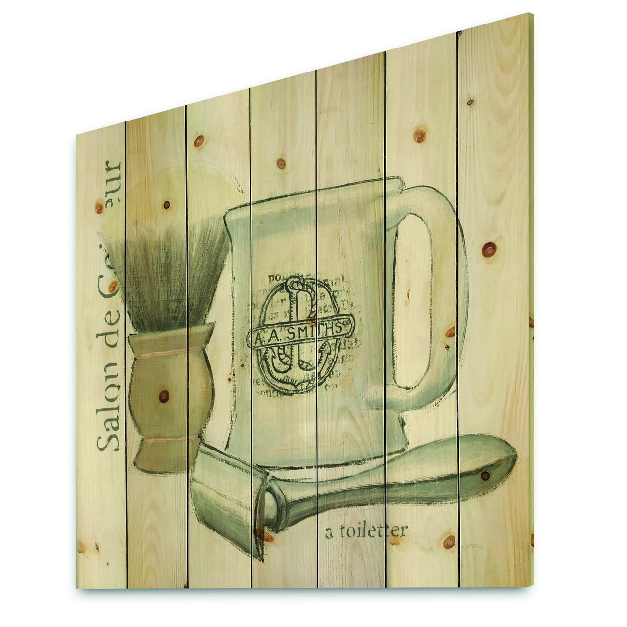 Designart 'Perfume Glam Bathroom III' Traditional Bathroom Print on Natural Pine Wood