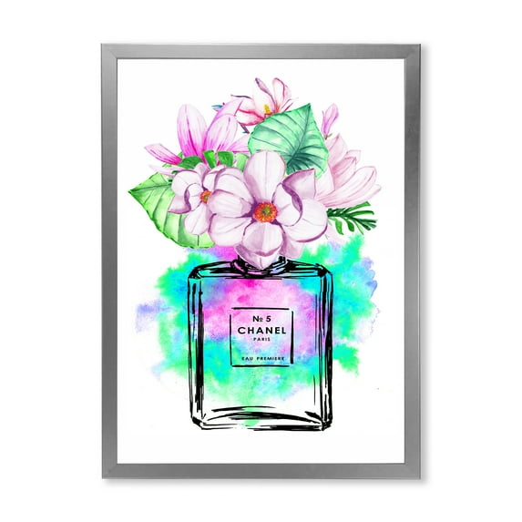 Designart 'Perfume No. Five Chanel I' Modern Framed Art Print