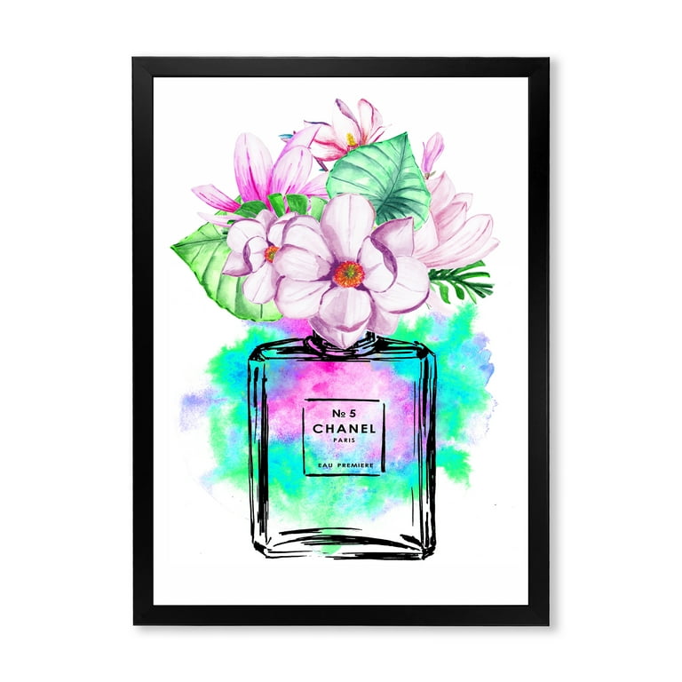 Designart 'Perfume No. Five Chanel I' Modern Framed Art Print