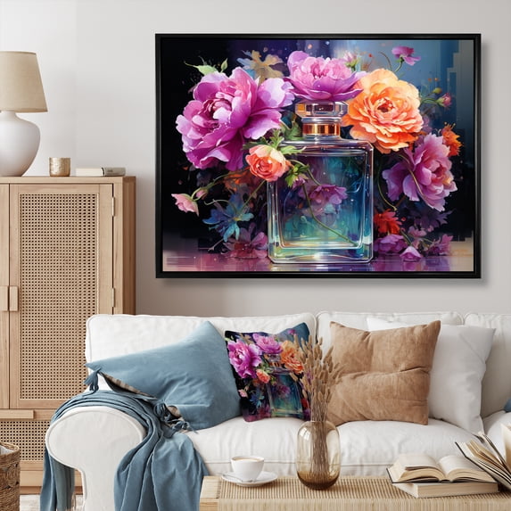 Designart "Perfume Vibrant gracefulness V" Fashion Floater Framed Canvas Print