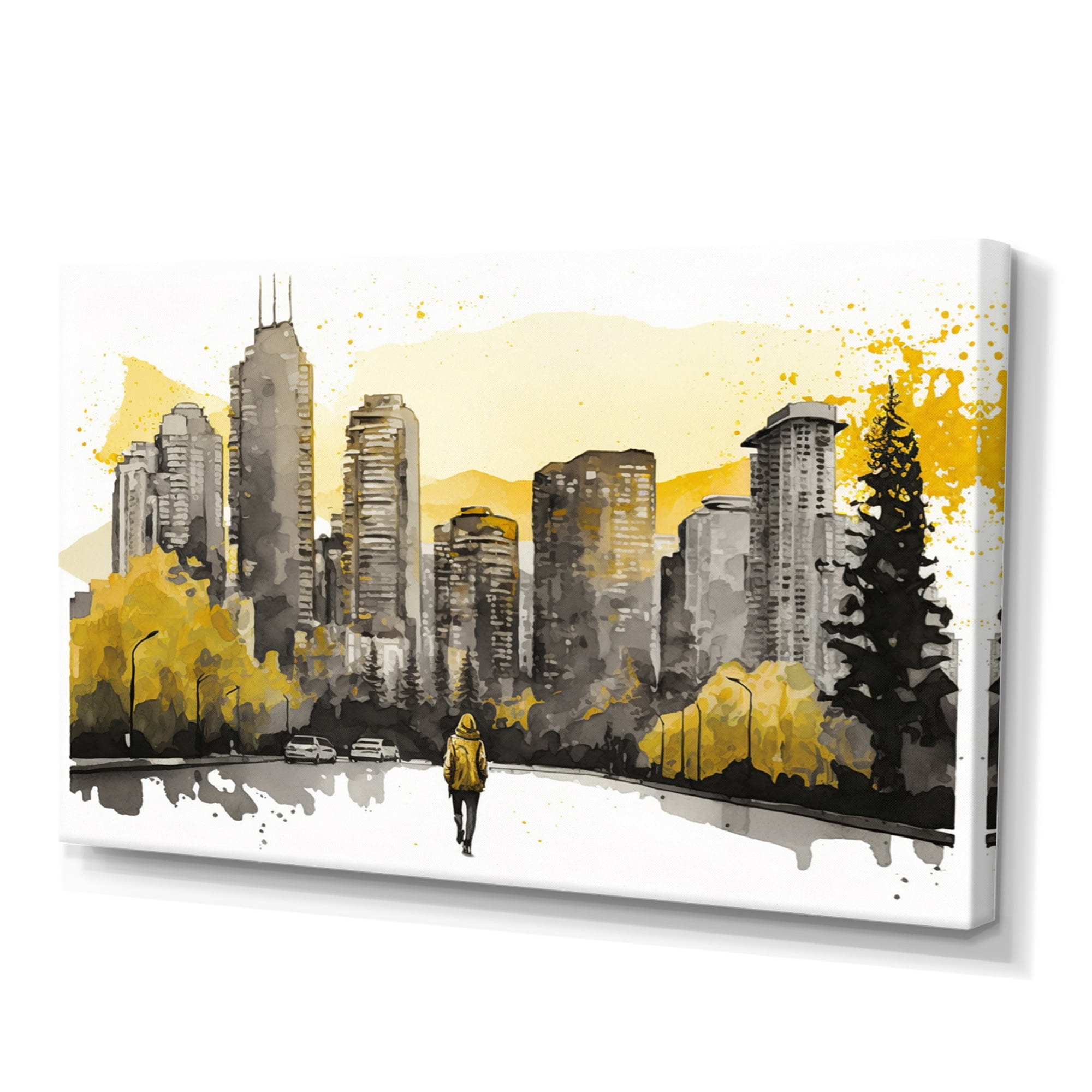 Designart Person Walking Into Vancouver City I Canvas Wall Art