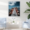 thumbnail image 1 of Designart "Perspective Black Beach Pier III" Nautical & Beach Floater Framed Wall Art Print, 1 of 7