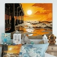 thumbnail image 1 of Designart "Perspective Papercut Beach Pier V" Nautical & Beach Metal Wall Decor, 1 of 5