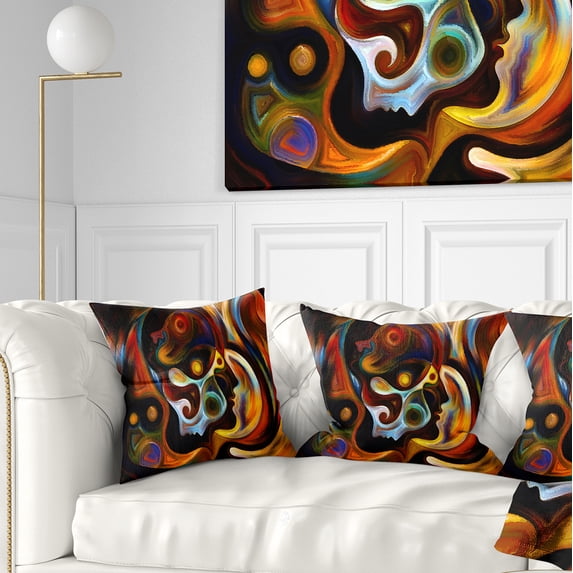 Designart Perspectives of Inner Paint - Abstract Throw Pillow - 16x16
