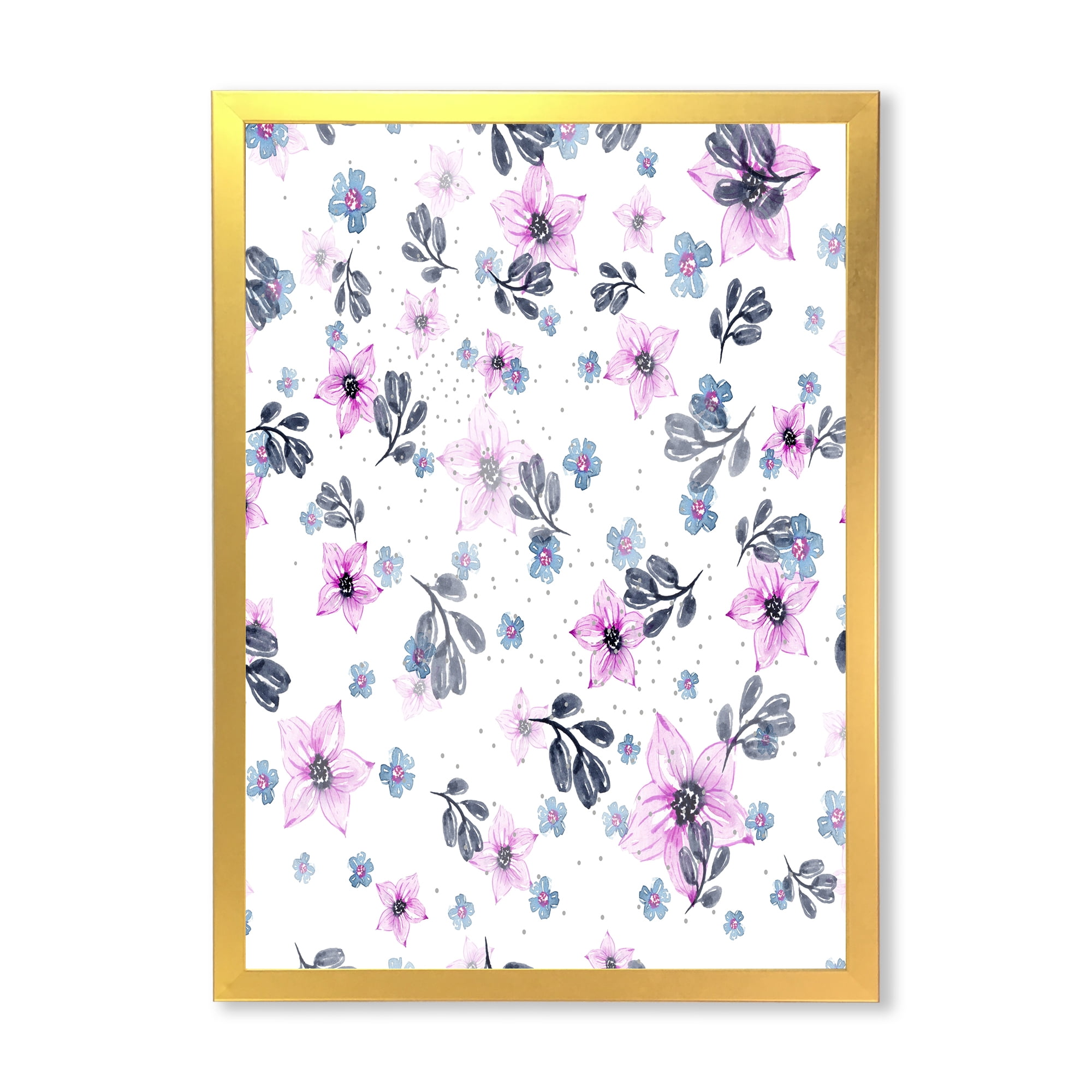 Designart 'Petals and Pink Flowers' Traditional Framed Art Print