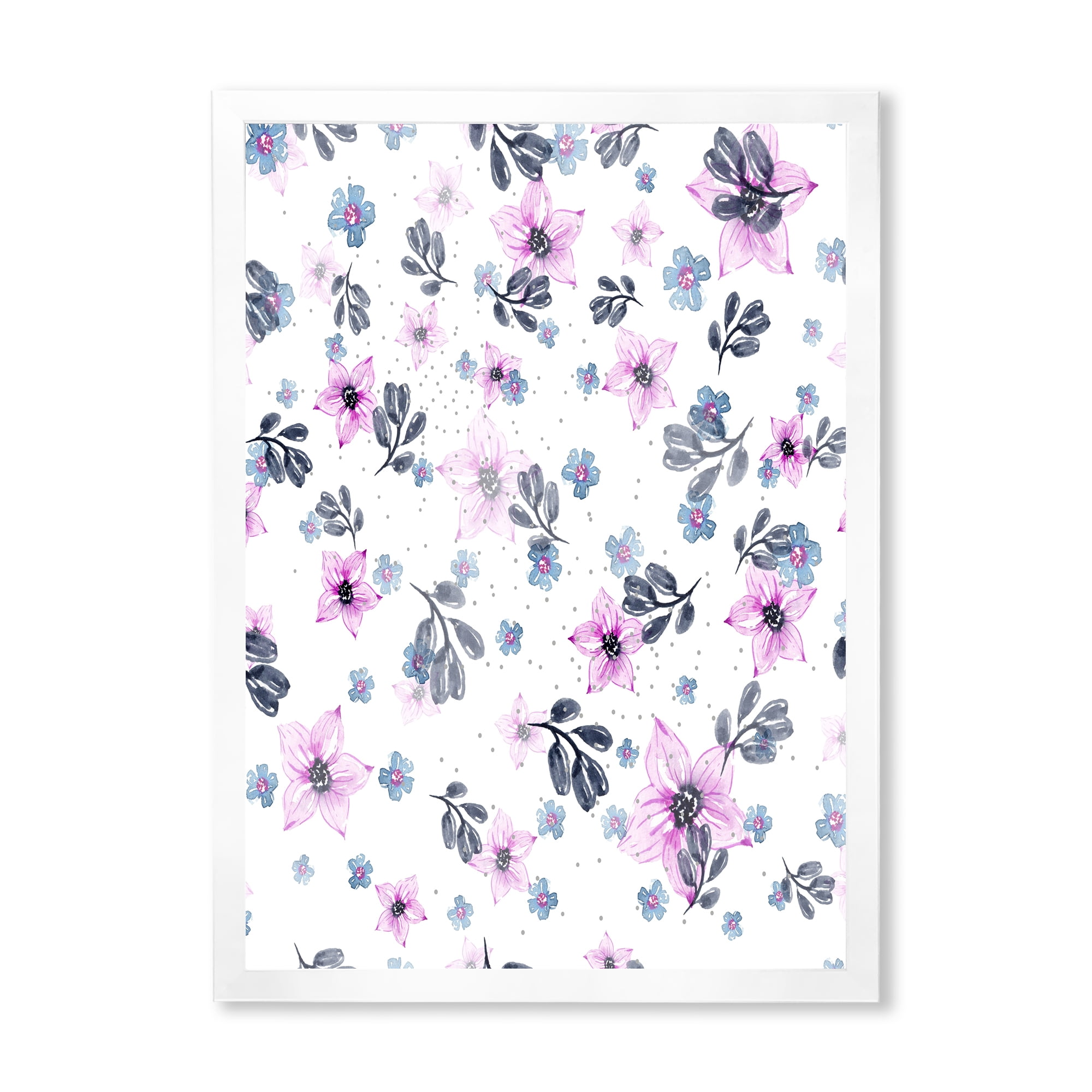 Designart 'Petals and Pink Flowers' Traditional Framed Art Print