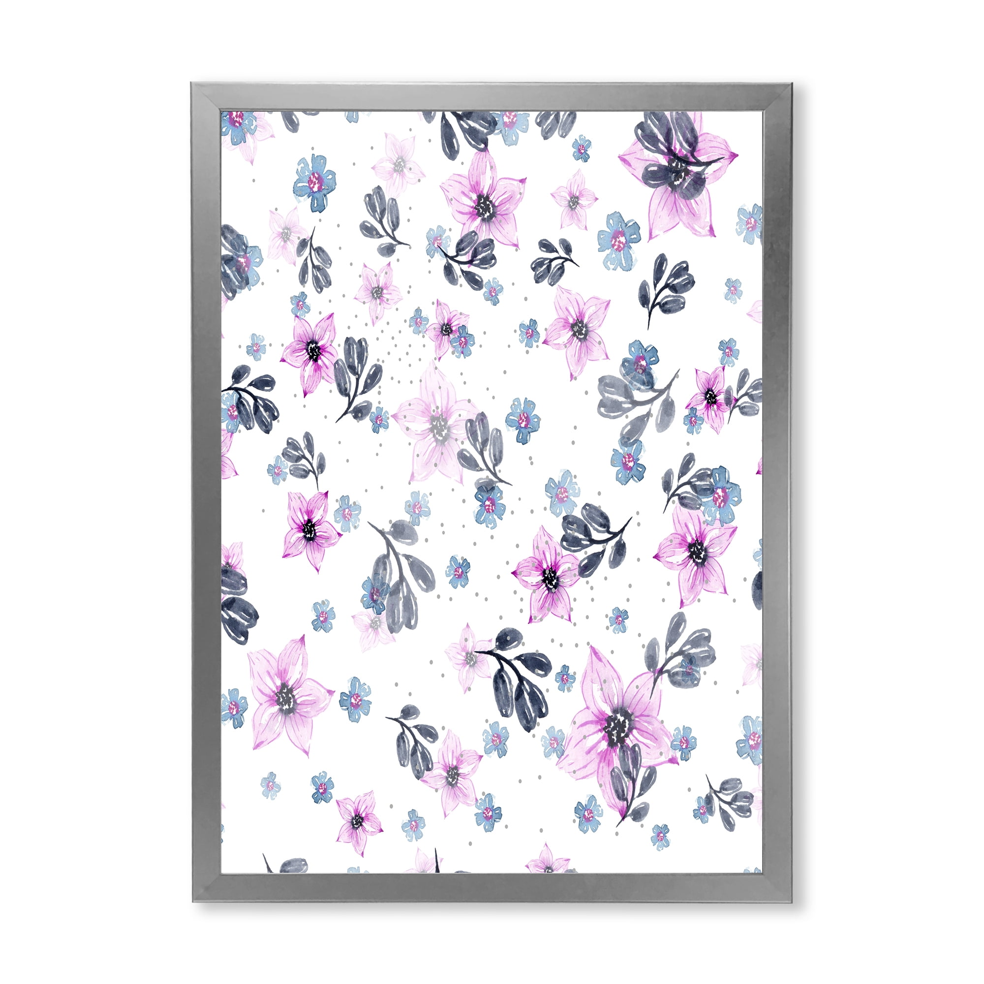 Designart 'Petals and Pink Flowers' Traditional Framed Art Print