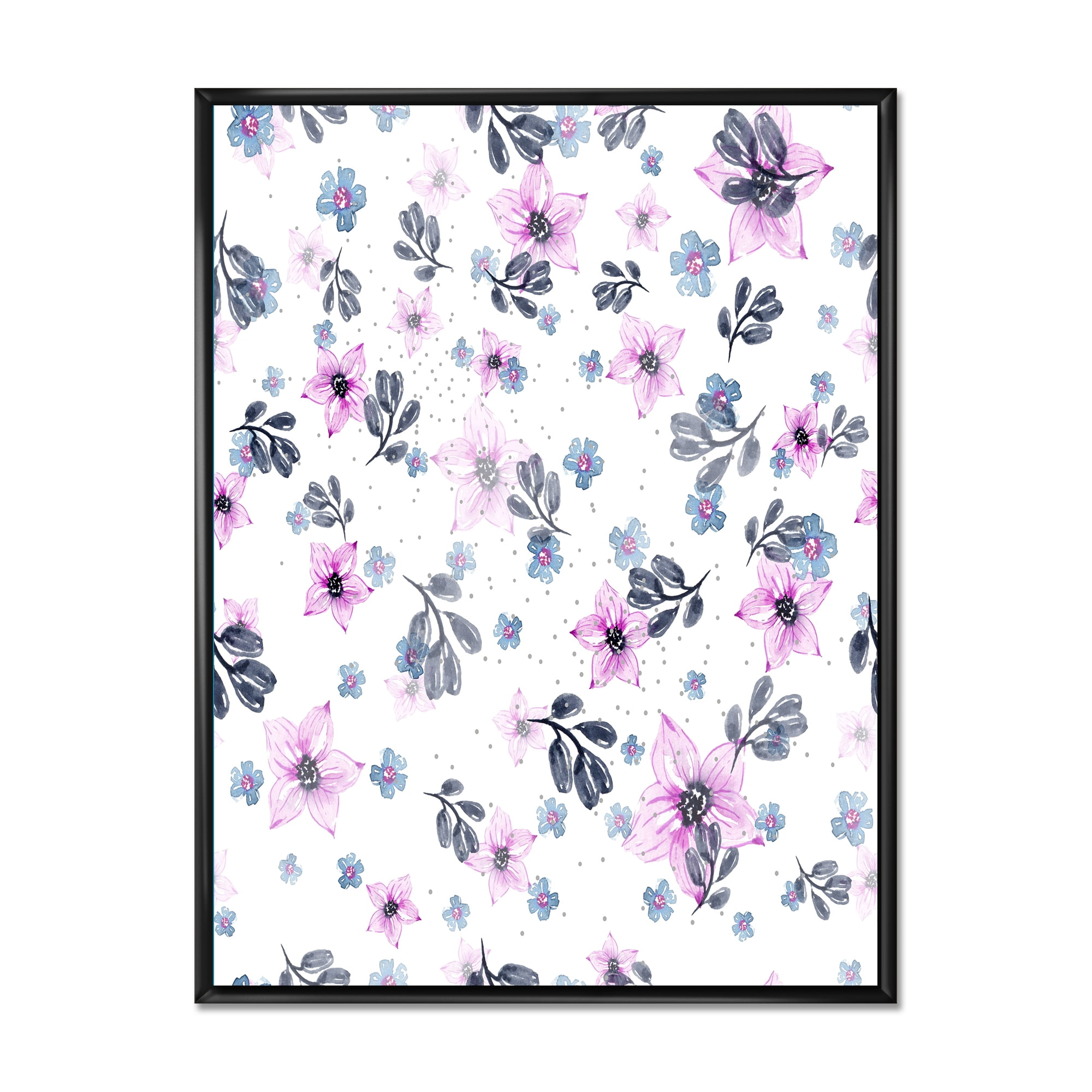 Designart 'Petals and Pink Flowers' Traditional Framed Canvas Wall Art Print