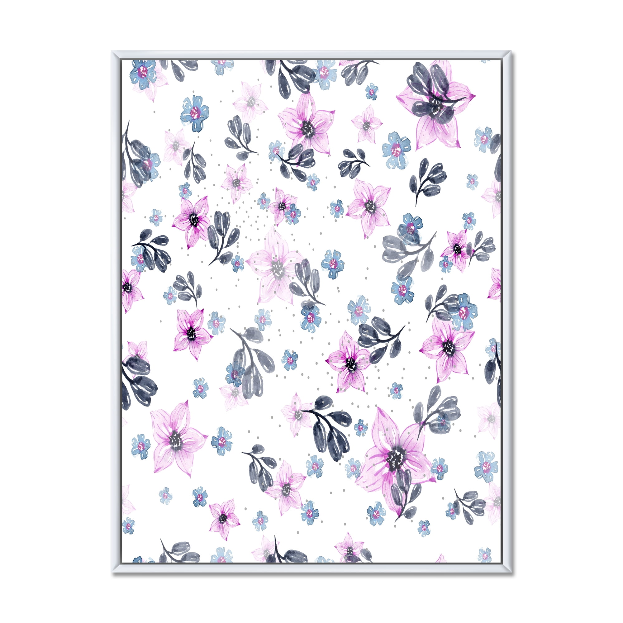 Designart 'Petals and Pink Flowers' Traditional Framed Canvas Wall Art Print