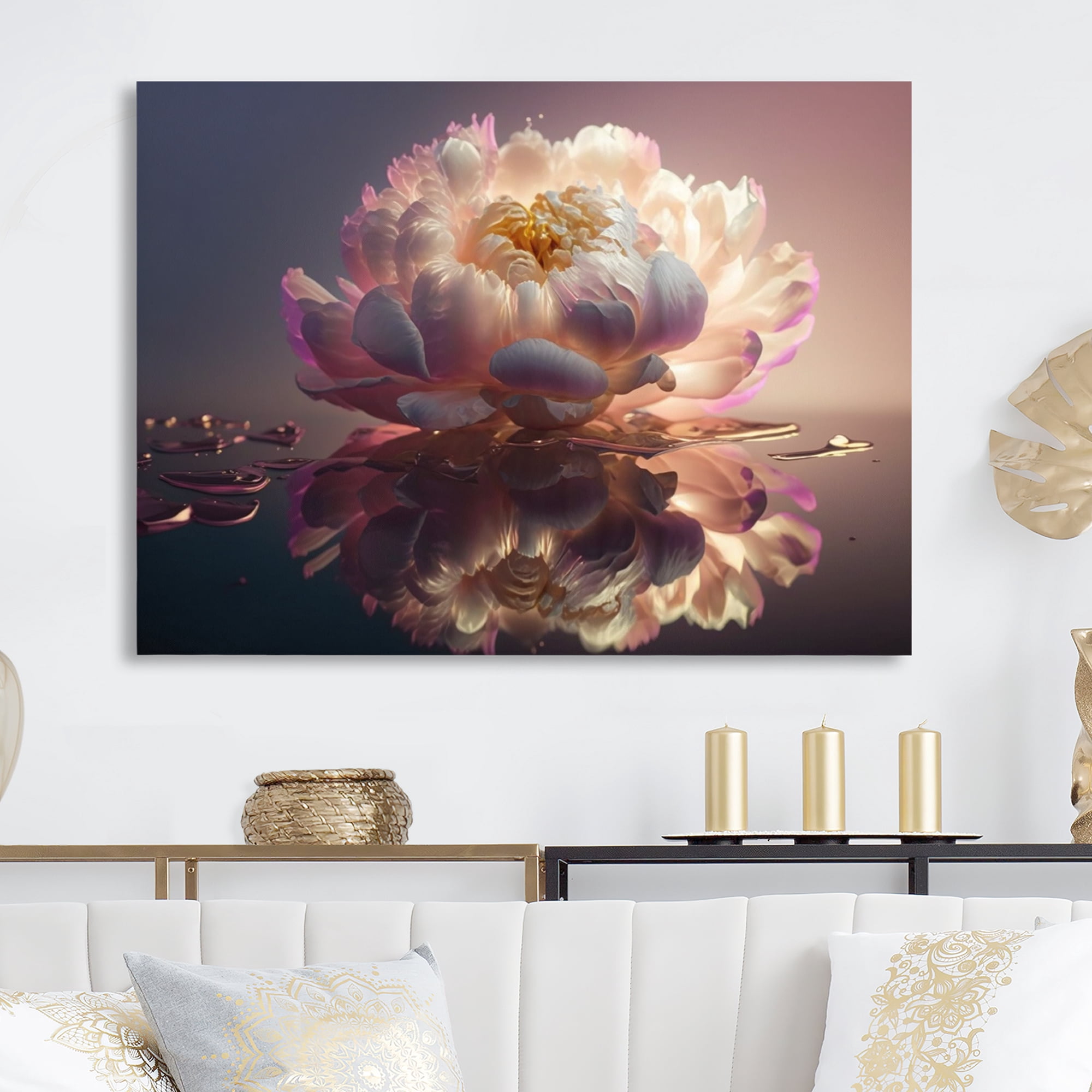 Designart "Petals of Pink and Purple Peonies" Floral Peony Metal Wall ...