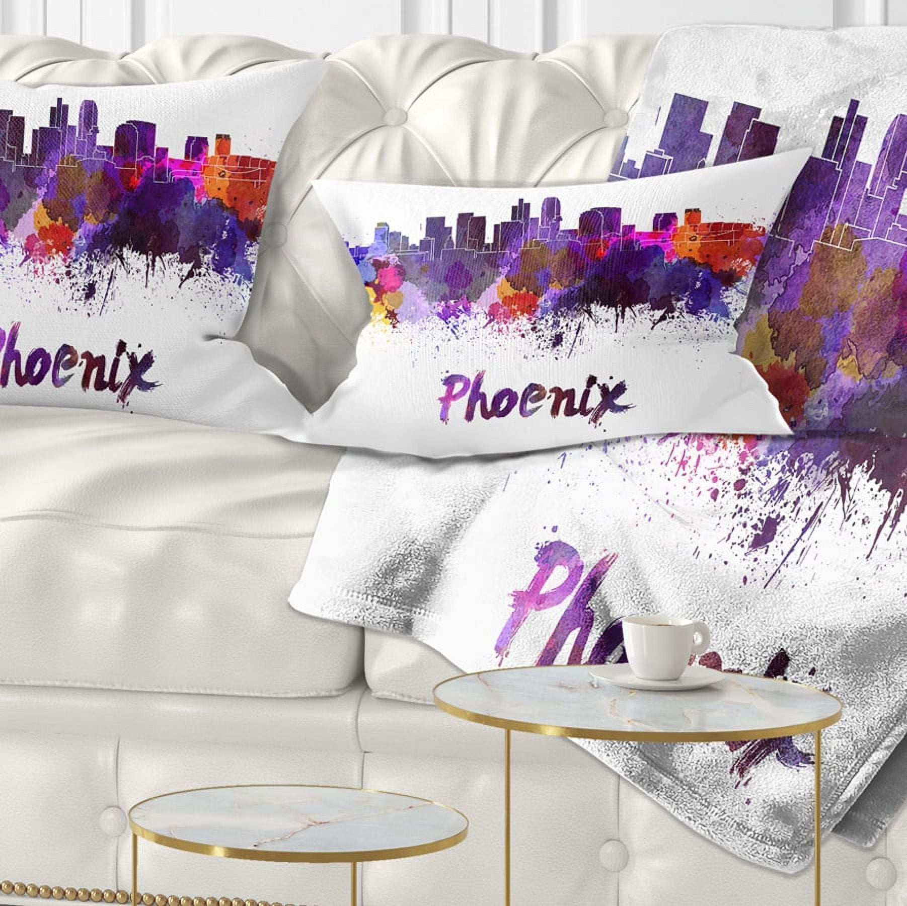 Designart Phoenix Skyline - Cityscape Throw Pillow - 12x20