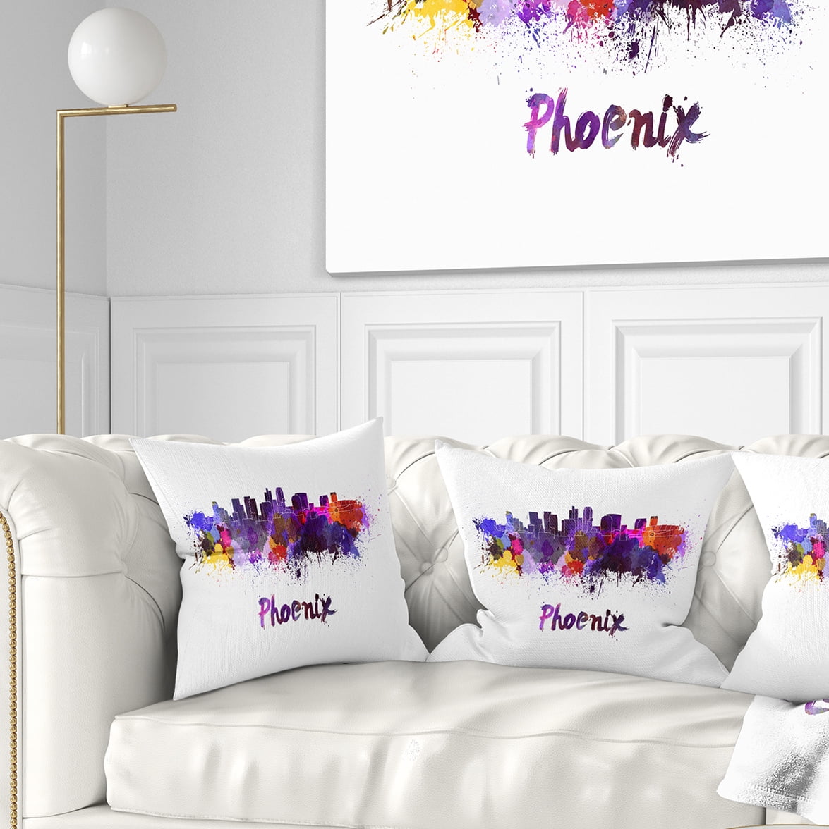 Designart Phoenix Skyline - Cityscape Throw Pillow - 16x16