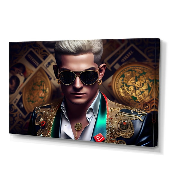 Designart Photorealistic Of Man Gabling I Canvas Wall Art