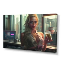Designart Photorealistic Of Woman Gabling In Office I Canvas Wall Art