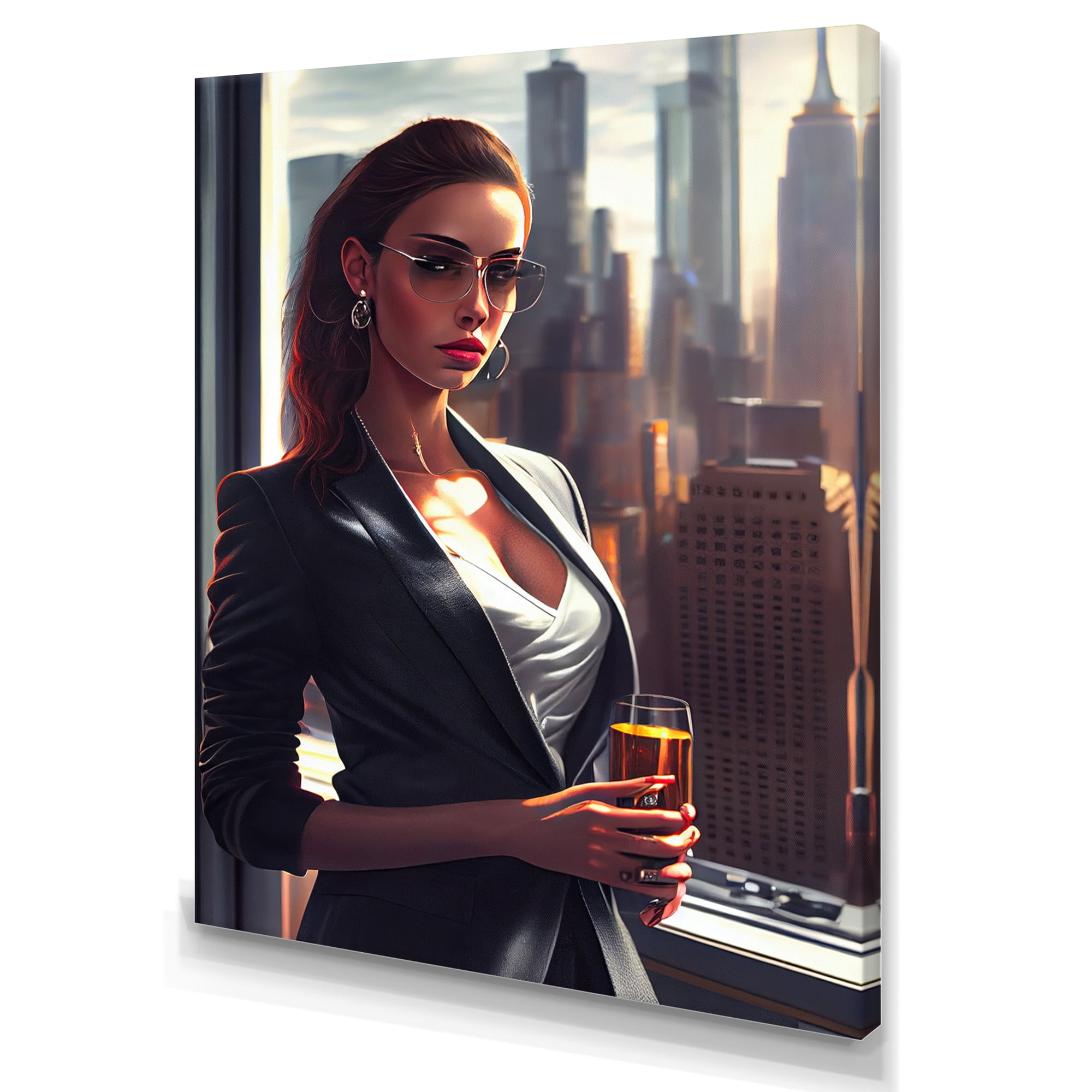 Designart Photorealistic Of Woman Gabling In Office III Canvas Wall Art