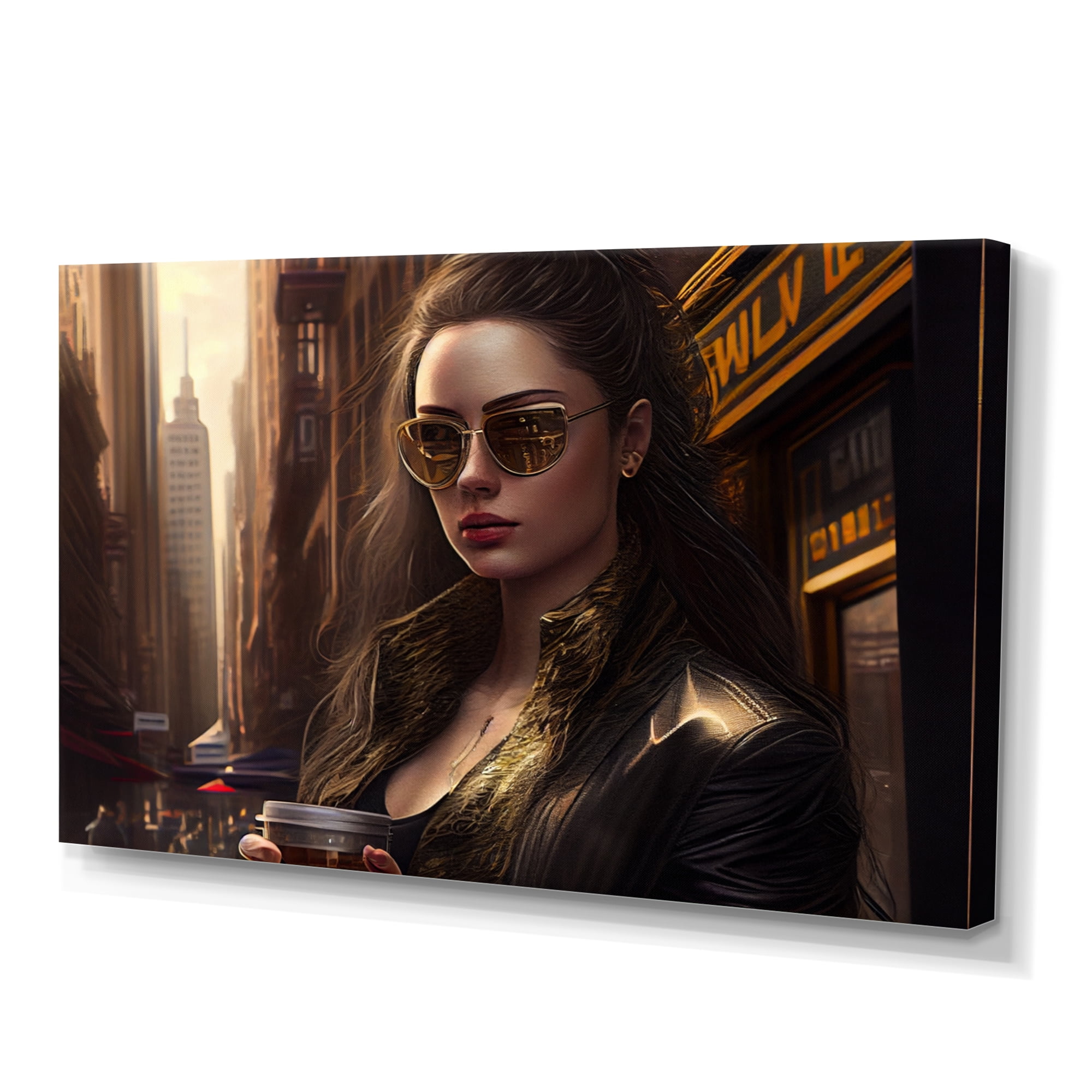 Designart Photorealistic Of Woman With City Skyline Canvas Wall Art